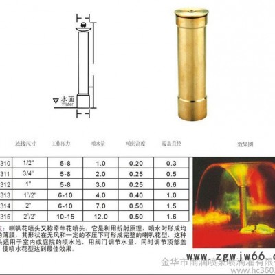 供應金華雨潤1寸喇叭花噴頭、蘑菇噴頭、噴泉噴頭批發