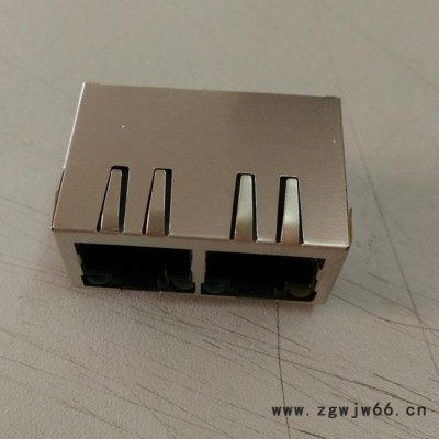 供應興伸展電子RJ45插座網絡連接器/RJ45水晶頭PCB插座/直通線路扁針1X2帶彈帶燈極性反向系列