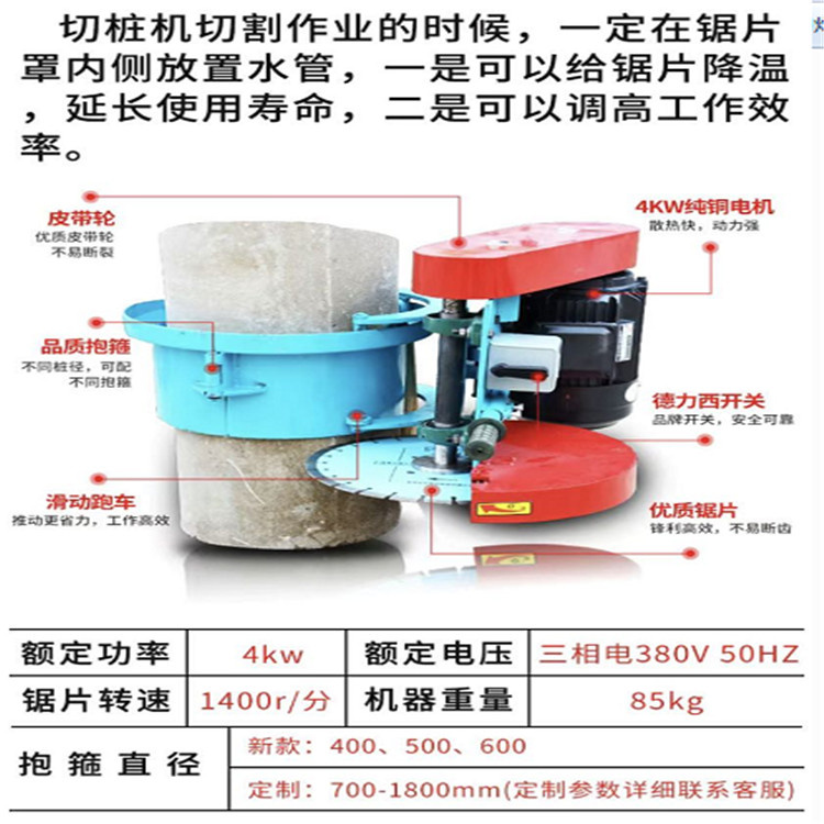 河北石家莊 益工切樁機混凝土抱箍式切樁機馬路管柱截樁機