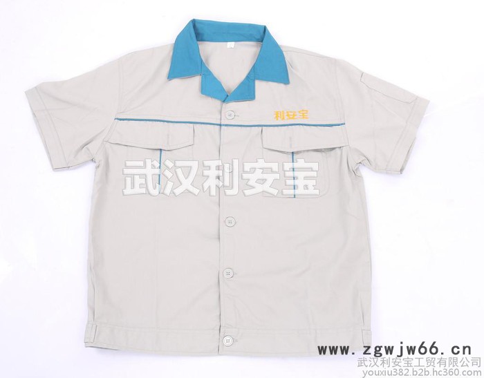 QJ1509新穎款工裝 廠家現貨直銷夏季**短袖工程服 滌棉工作服 吸汗透氣 款式新穎 貼合身形 顏色可選 可定制